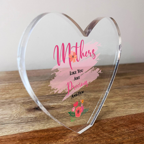 Mum Floral Precious Mothers Clear Heart Shaped Personalised Gift Acrylic Ornament