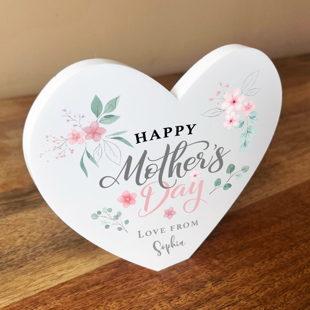 Happy Mother's Day Pastel Floral Heart Shaped Personalised Gift Acrylic Ornament