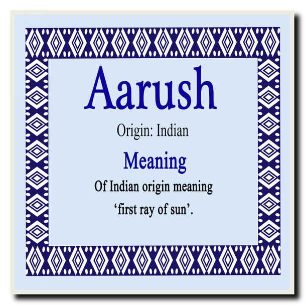 Aarush Personalised Name Meaning Coaster