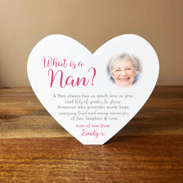 What Is A Nan Poem Photo Heart Shaped Personalised Gift Acrylic Block Ornament