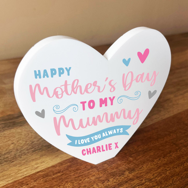 Mummy Happy Mother's Day Blue Heart Shaped Personalised Gift Acrylic Ornament