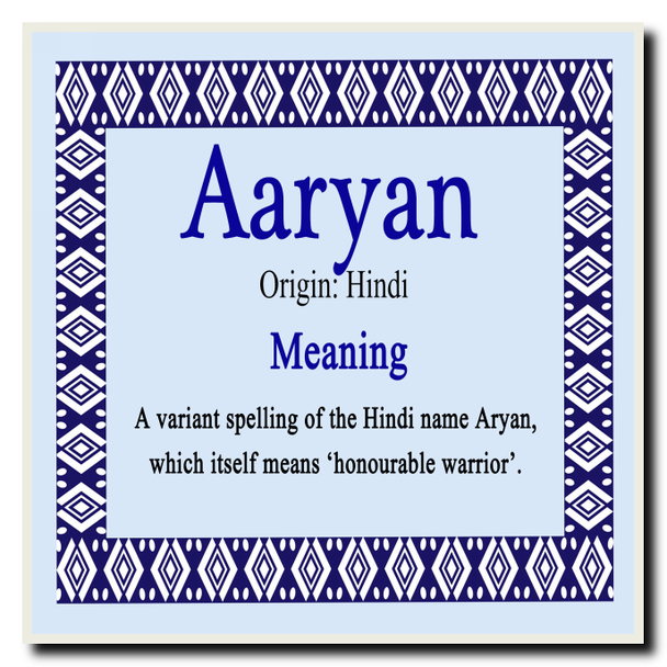 Aaryan Personalised Name Meaning Coaster