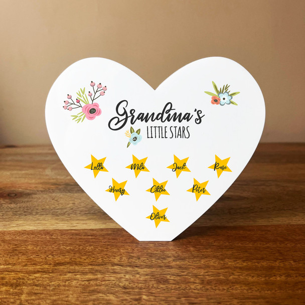 Grandma's Little Stars Heart Shaped Personalised Gift Acrylic Block Ornament