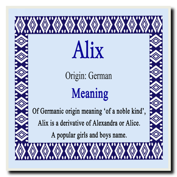 Alix Personalised Name Meaning Coaster