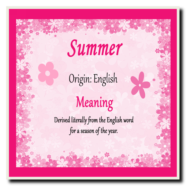 Summer Personalised Name Meaning Coaster