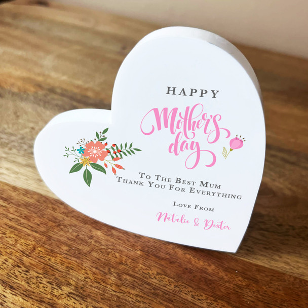 Floral Pink Happy Mother's Day Tilted Heart Personalised Gift Acrylic Ornament