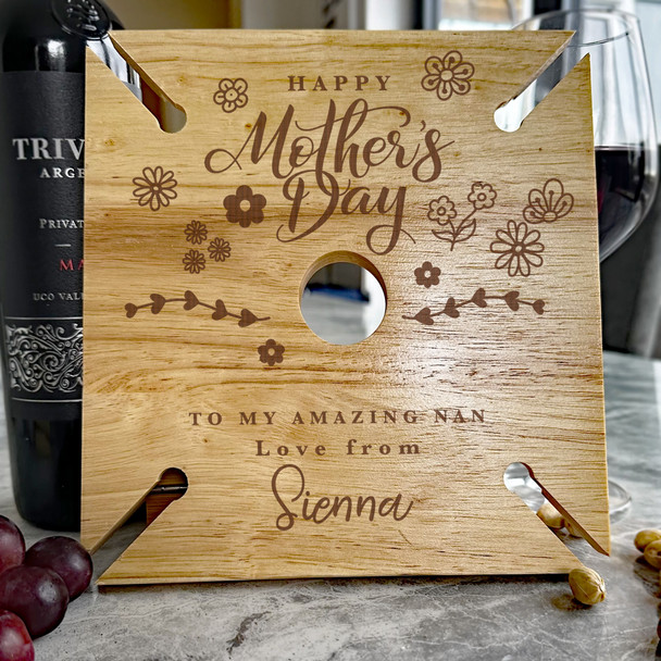 Floral Amazing Nan Mother's Day Personalised Gift 4 Wine Glass & Bottle Holder