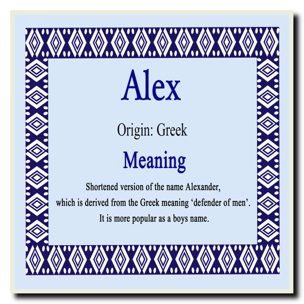 Alex Personalised Name Meaning Coaster