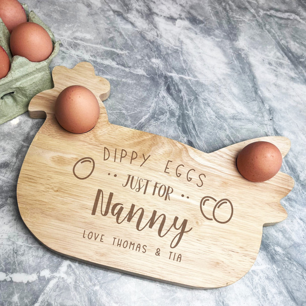 Dippy Eggs For Nanny Personalised Eggs & Toast Soldiers Chicken Breakfast Board