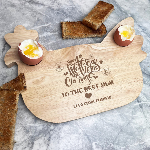 Mother's Day The Best Mum Personalised Gift Eggs Toast Chicken Breakfast Board