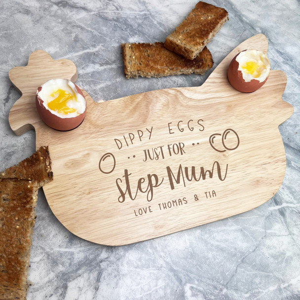 Dippy Eggs For Stepmum Personalised Gift Eggs and Toast Chicken Breakfast Board