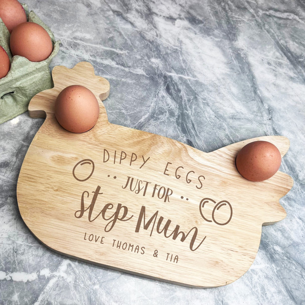 Dippy Eggs For Stepmum Personalised Gift Eggs and Toast Chicken Breakfast Board