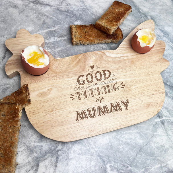 Good Morning Mummy Personalised Eggs & Toast Soldiers Chicken Breakfast Board