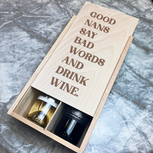 Good Nans Personalised Gift Rope Wooden Double Wine Bottle Box