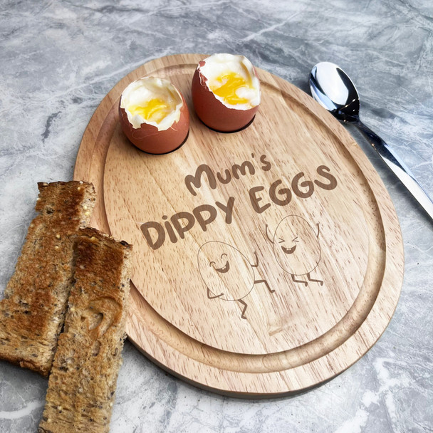 Mum's Funny Dippy Eggs Personalised Toast Soldiers Egg Shaped Breakfast Board
