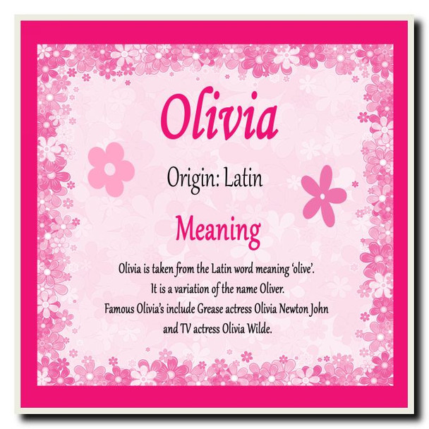 Olivia Personalised Name Meaning Coaster
