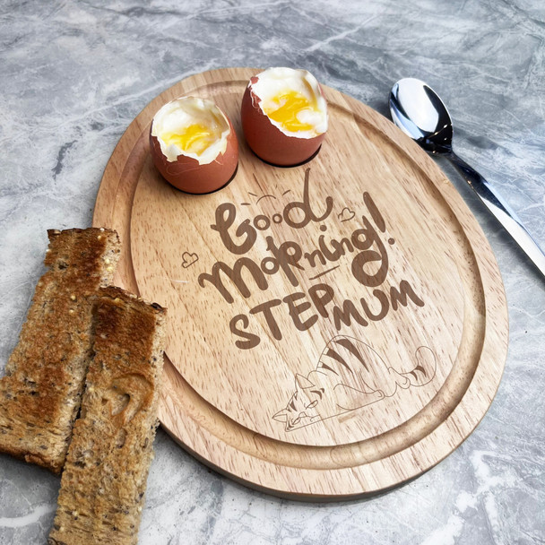 Morning Step Mum Cat Personalised Gift Toast Soldiers Egg Breakfast Board