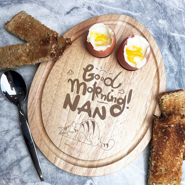 Morning Nan Cat Personalised Gift Toast Soldiers Egg Breakfast Board