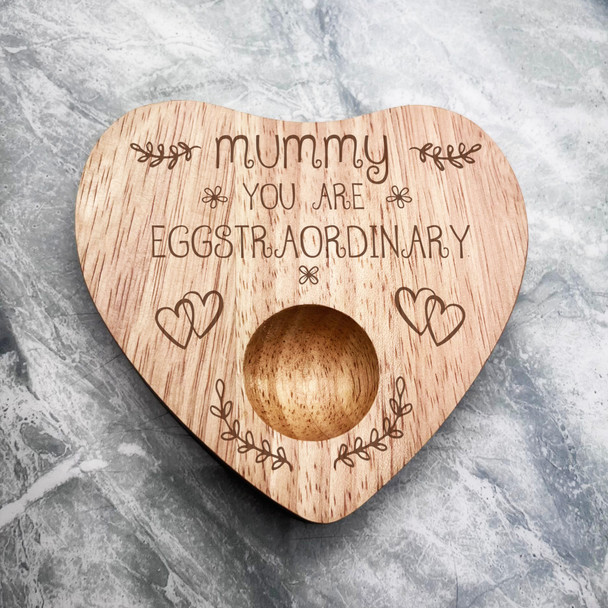 Mummy You Are Eggstraordinary Personalised Gift Heart Breakfast Egg Holder Board