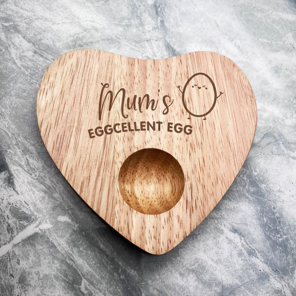 Mum's Eggcellent Egg Personalised Gift Heart Shaped Breakfast Egg Holder Board