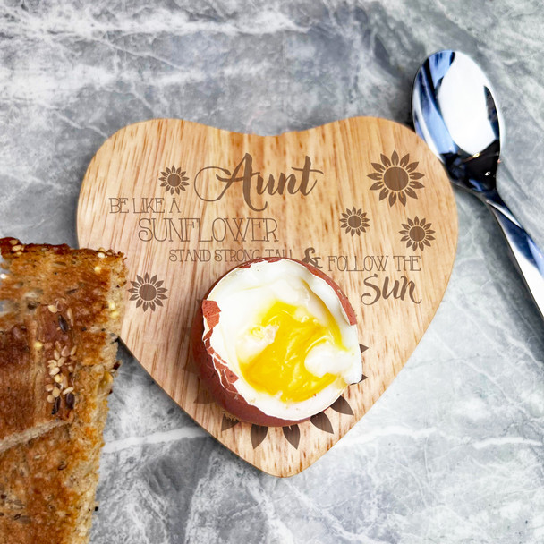 Sunflowers Aunt Personalised Gift Heart Shaped Breakfast Egg Holder Board