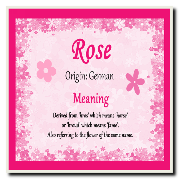 Rose Personalised Name Meaning Coaster