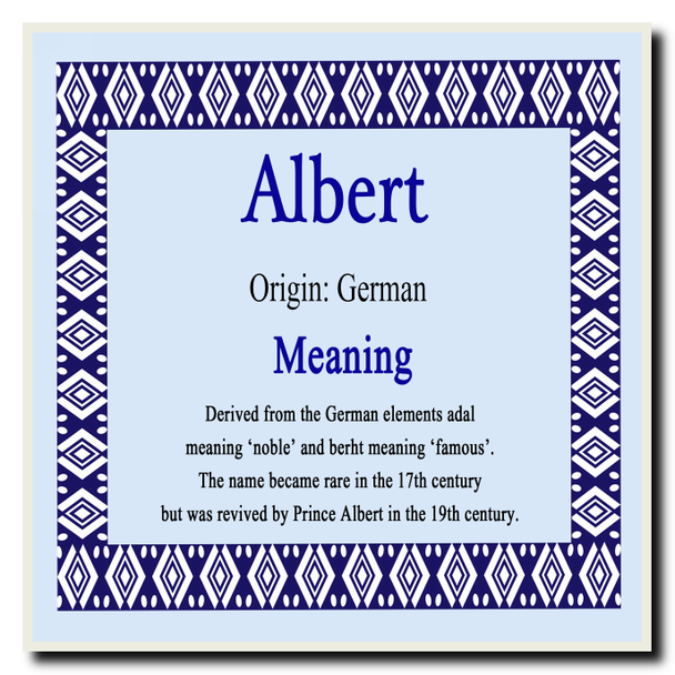 Albert Personalised Name Meaning Coaster