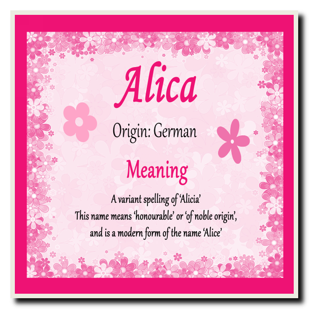 Alica Personalised Name Meaning Coaster
