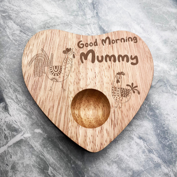 Morning Mummy Personalised Gift Heart Breakfast Egg Holder Board