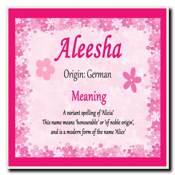Aleesha Personalised Name Meaning Coaster
