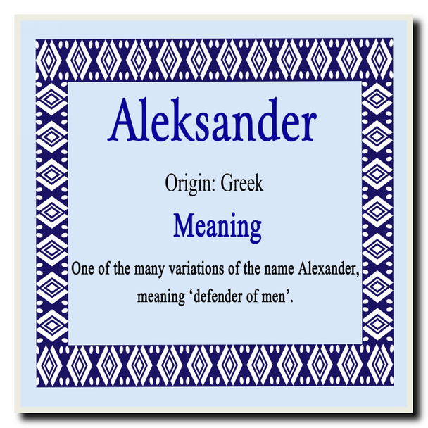 Aleksander Personalised Name Meaning Coaster