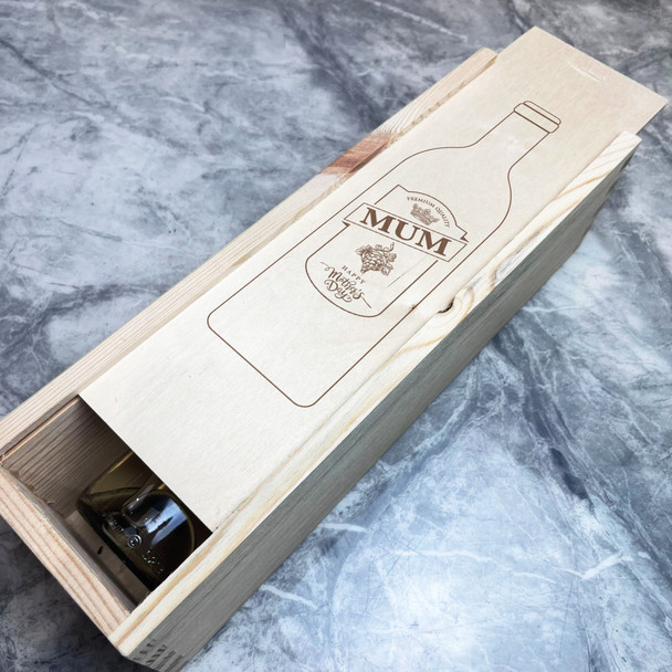 Mum Premium Quality Personalised Gift Rope Wooden Single Wine Bottle Box