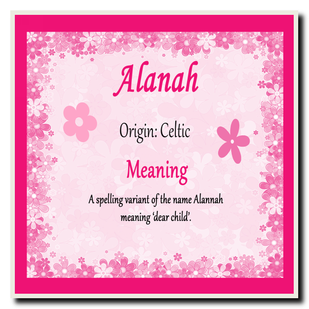 Alanah Personalised Name Meaning Coaster