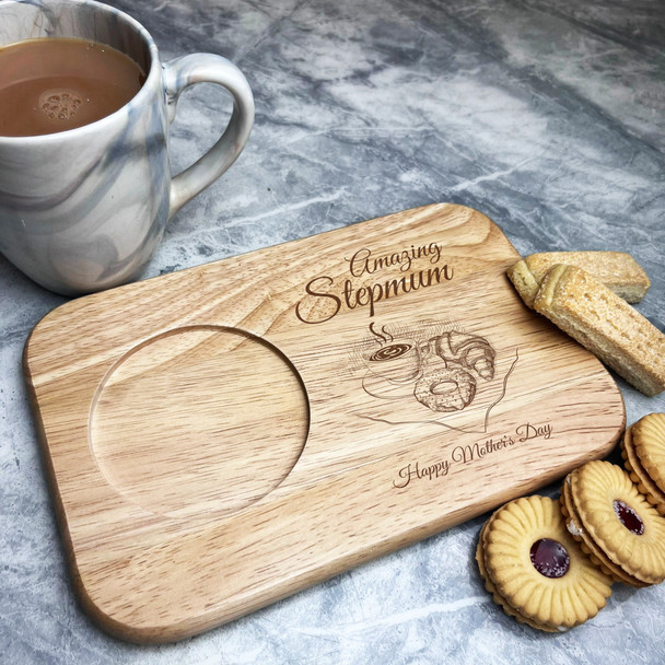 Amazing Stepmum Croissant Mother's Day Personalised Gift Tea Tray Biscuit Board