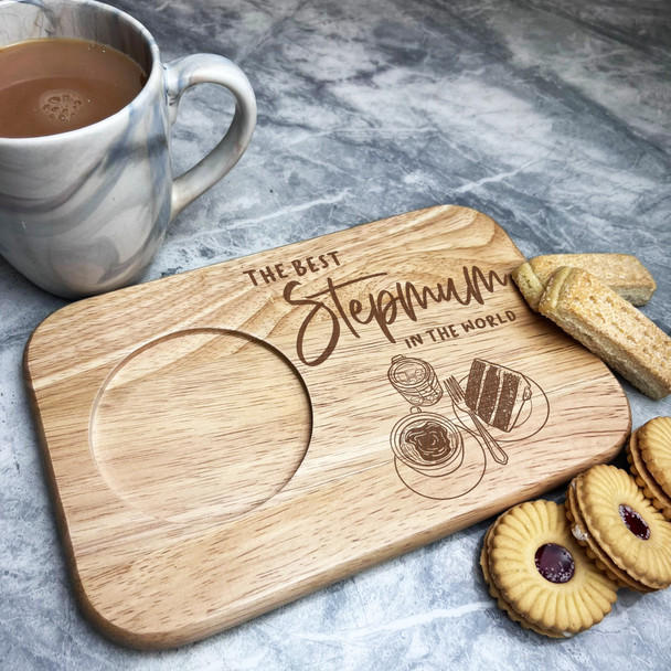 The Best Stepmum Personalised Gift Tea Coffee Tray Biscuit Snack Serving Board