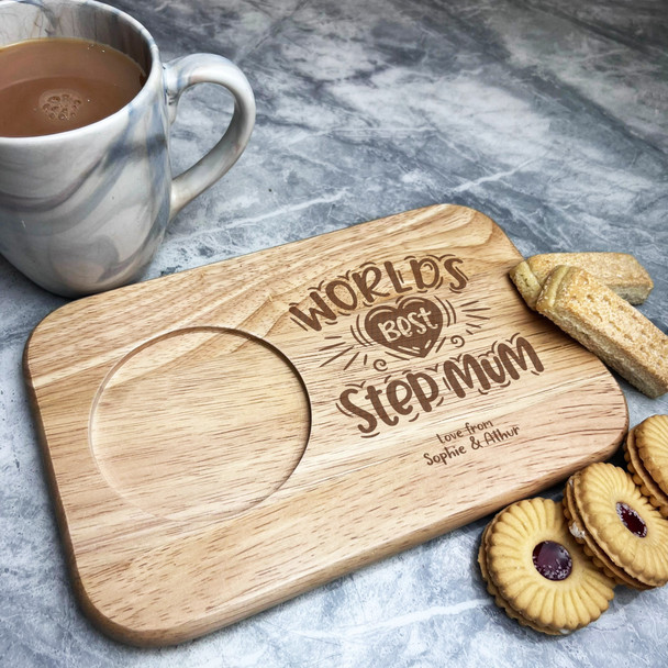 World's Best Stepmum Personalised Tea Coffee Tray Biscuit Snack Serving Board