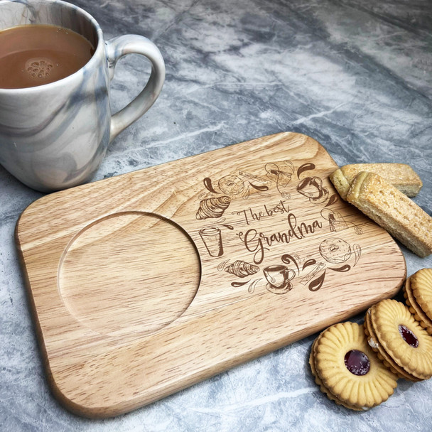 Best Grandma Pastry And Tea Personalised Gift Tea Tray Biscuit Serving Board