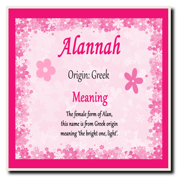 Alannah Personalised Name Meaning Coaster
