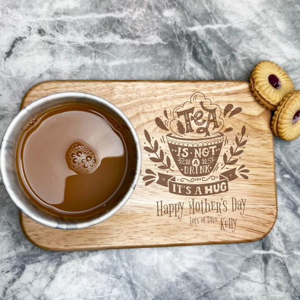 Happy Mother's Day Cup Of Tea Personalised Gift Tea Tray Biscuit Board