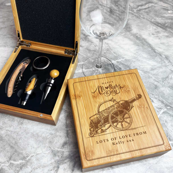 Bottle Of Wine Mother's Day Personalised Wine Accessories Gift Box Set