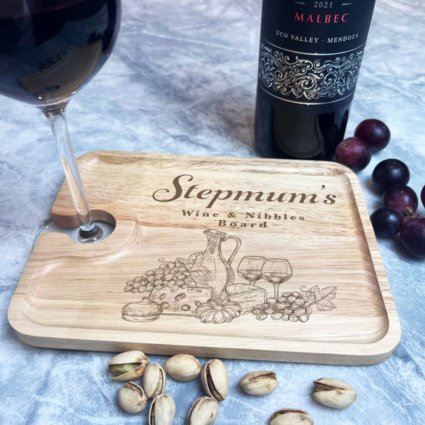 Cheese Stepmums' Wine & Nibbles Personalised Gift Wine Holder Nibbles Tray