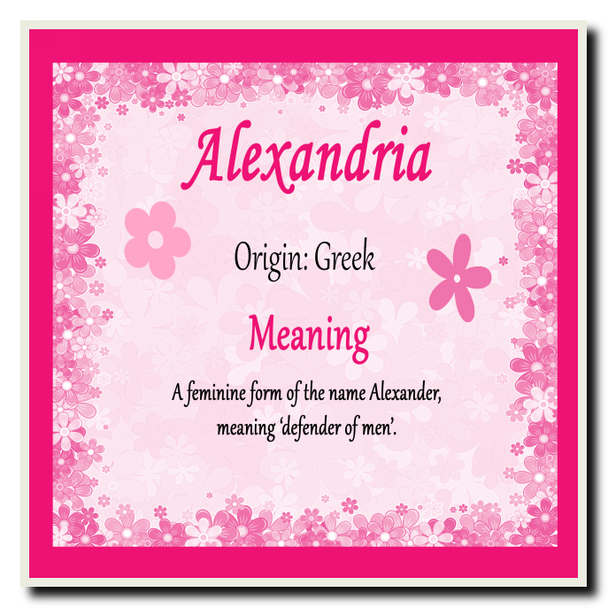 Alexandria Personalised Name Meaning Coaster