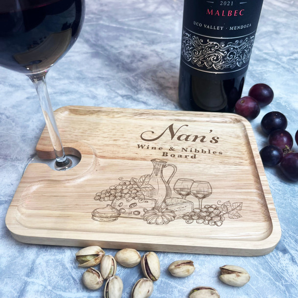 Cheese Nan's Wine Nibbles Personalised Gift Wine Holder Nibbles Tray