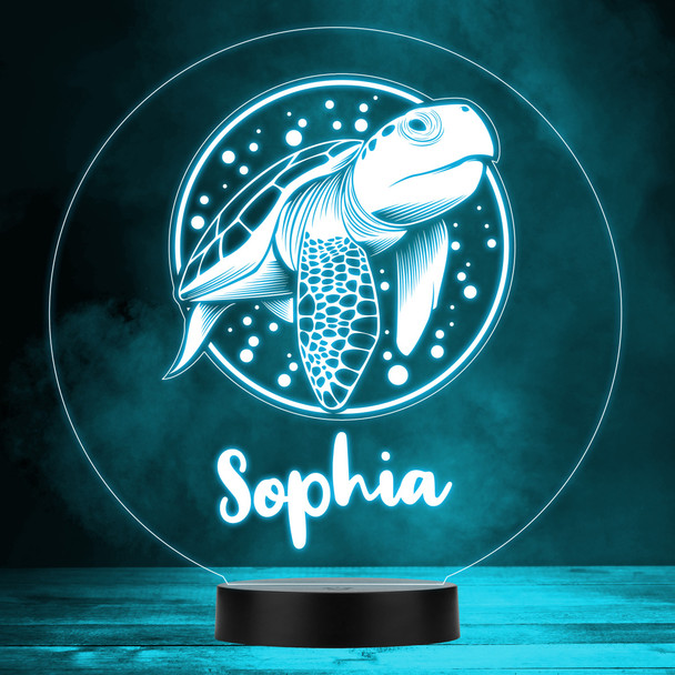 Sea Turtle Spots In Circle Led Lamp Personalised Gift Night Light