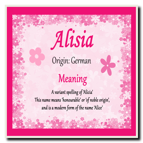 Alisia Personalised Name Meaning Coaster