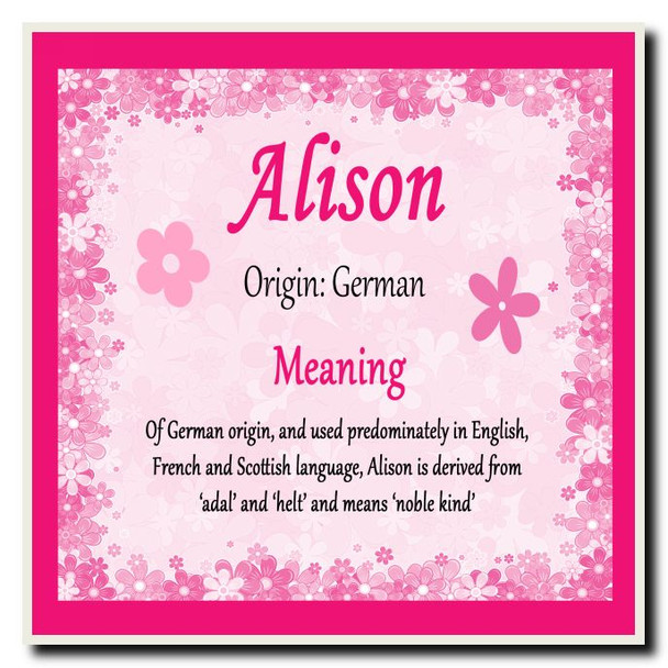 Alison Personalised Name Meaning Coaster