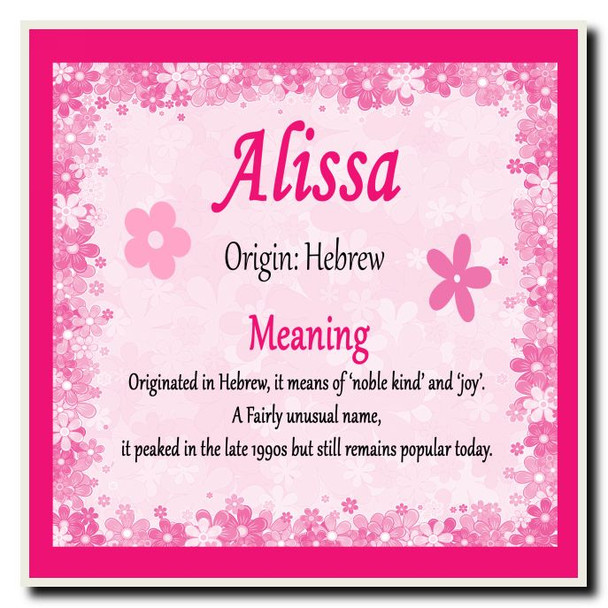 Alissa Personalised Name Meaning Coaster