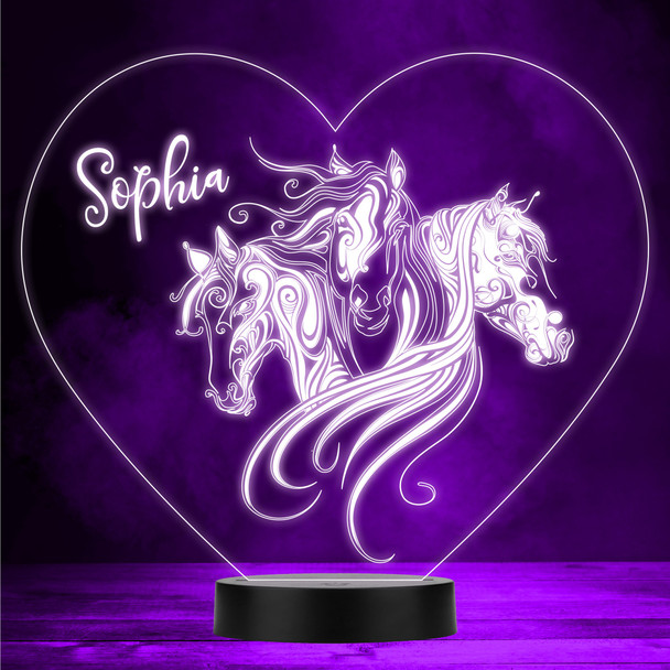 Decorative Pattern Pretty Horses Led Lamp Personalised Gift Night Light