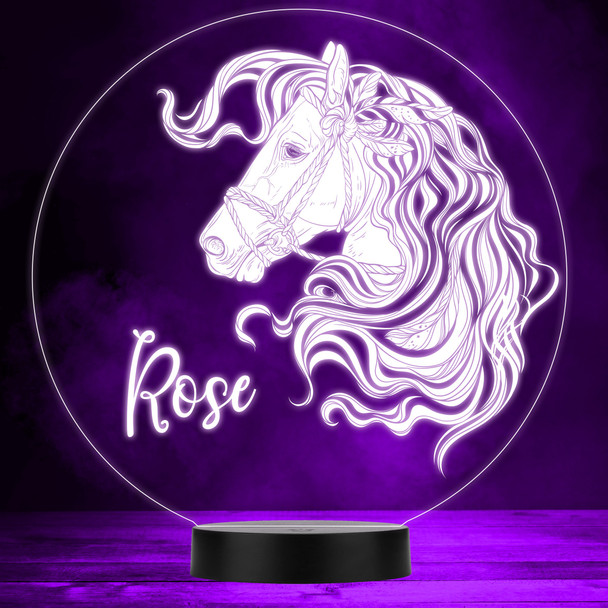 Horse With Long Curly Mane Led Lamp Personalised Gift Night Light