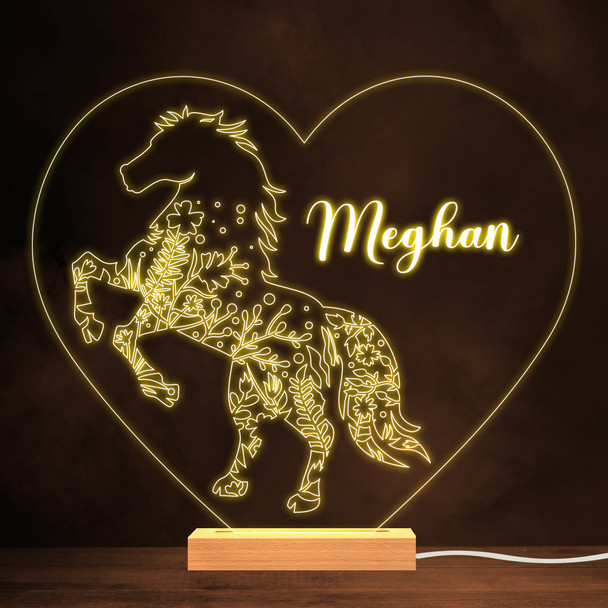 Pretty Pattern Floral Horse Warm White Lamp Personalised Gift Night Light